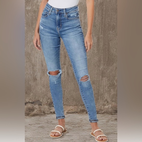 Levi's Women's 721 High Rise Skinny Leg Factory Distressed Stretch Jeans 33 x 30 - Picture 1 of 15